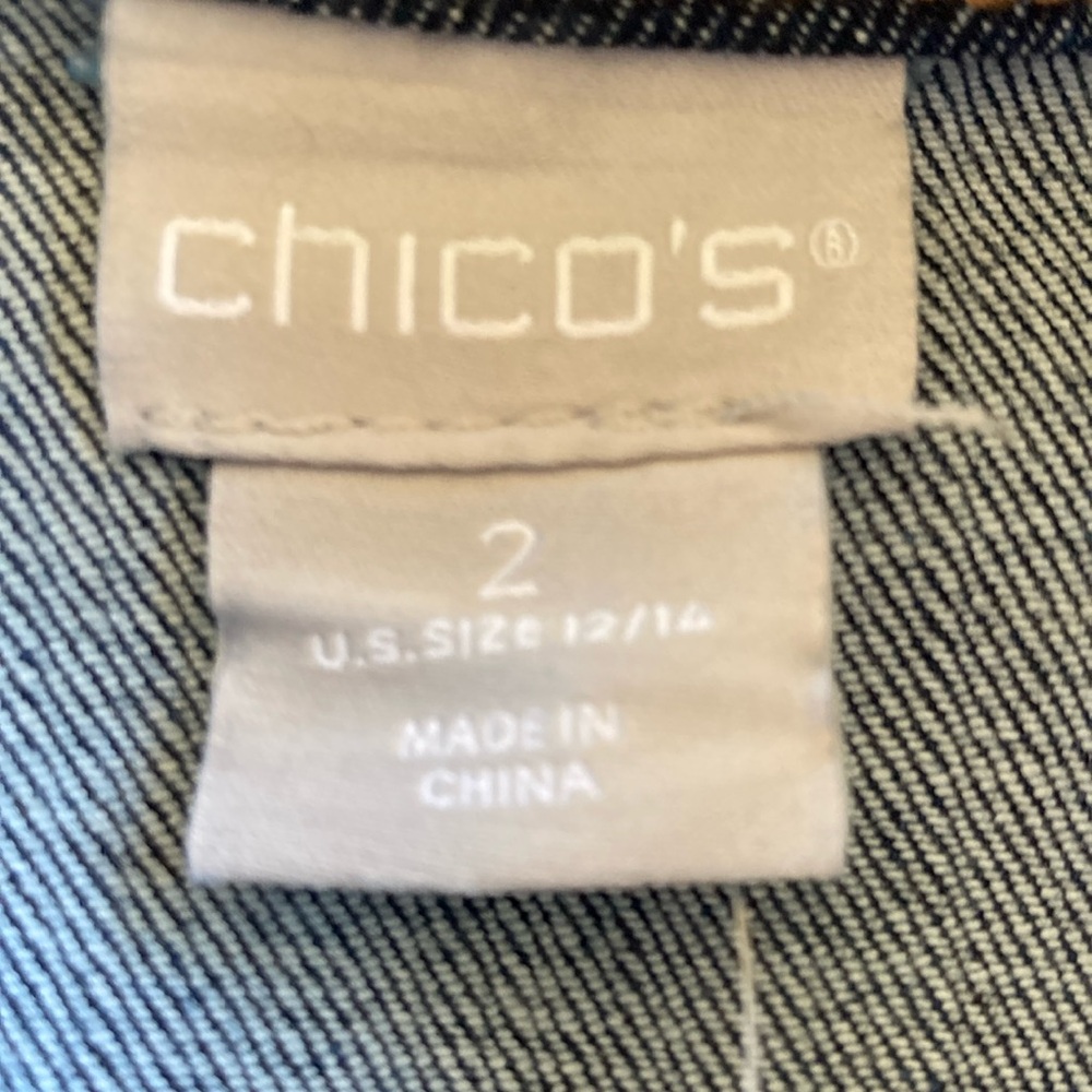 Chico's Blue Embroidered Jean Jacket - Picture 9 of 9